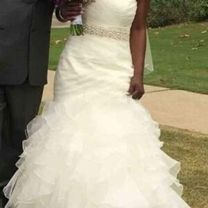 Organza Mermaid Wedding Dress with Lace-Up Back